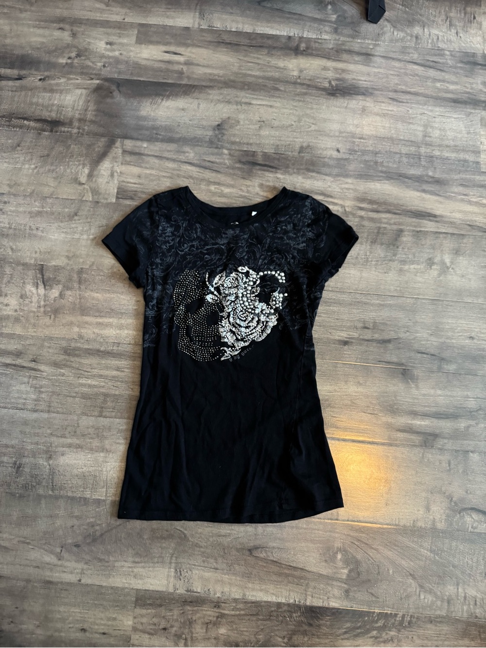 Guess Black Rhinestone Short Sleeve Tee